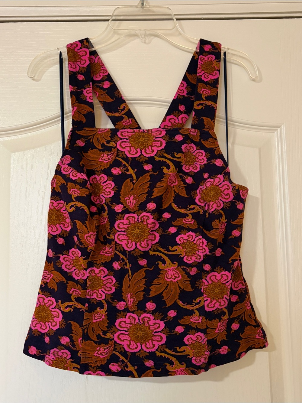 Floral Square-Neck Tank Top - Pink & Navy